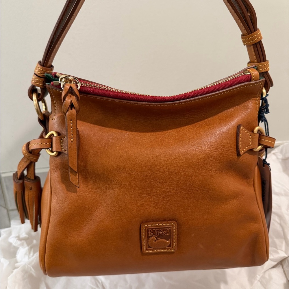 New! Dooney & Bourke Florentine Leather Tassel Shoulder Bag
